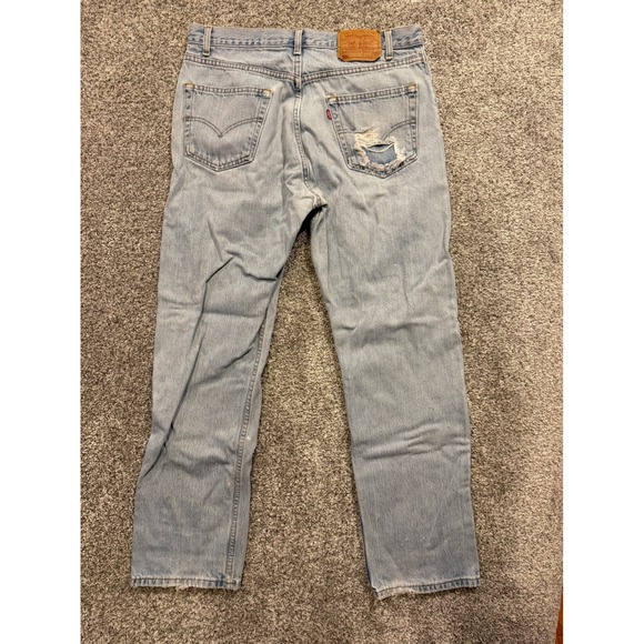 VTG Levi's 505 Regular Fit Straight Leg Mens Jeans 36x32 Light Wash Denim 90's * - Picture 2 of 16